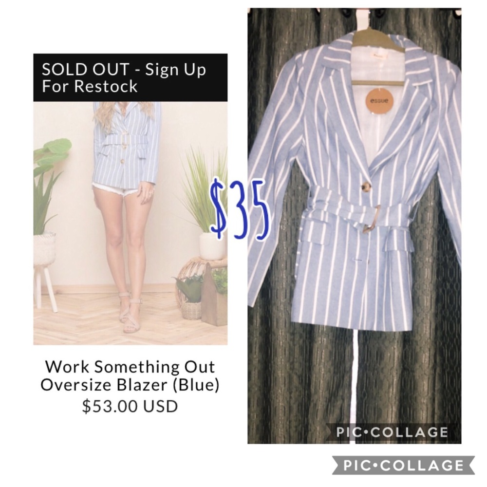 Blue & white striped blazer